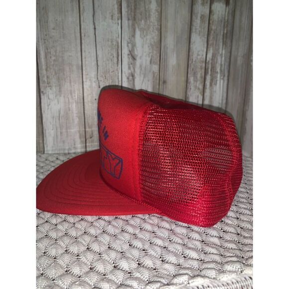 Vintage Red Mesh Trucker Hat One Size Fits All - Picture 3 of 7